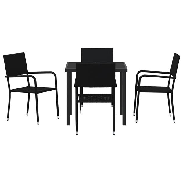 Grote foto vidaxl 5 delige tuinset zwart poly rattan tuin en terras tuinmeubelen