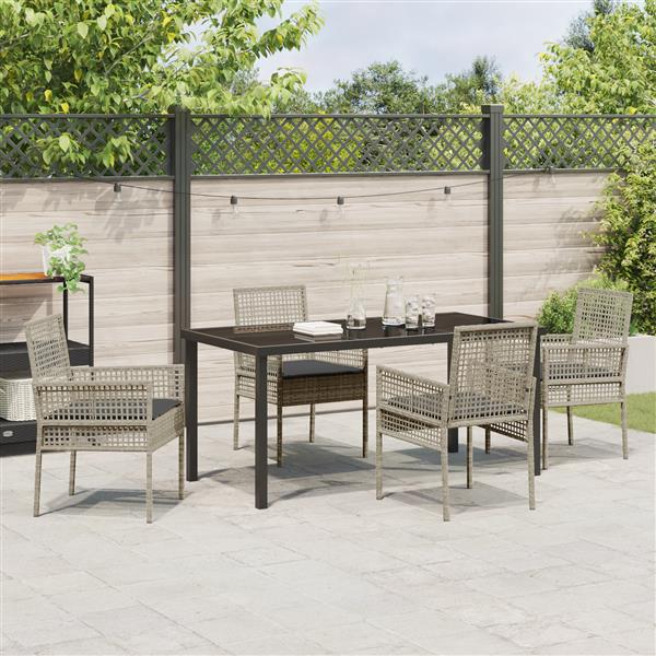 Grote foto vidaxl 5 delige tuinset met kussens in lichtgrijs poly rattan tuin en terras tuinmeubelen