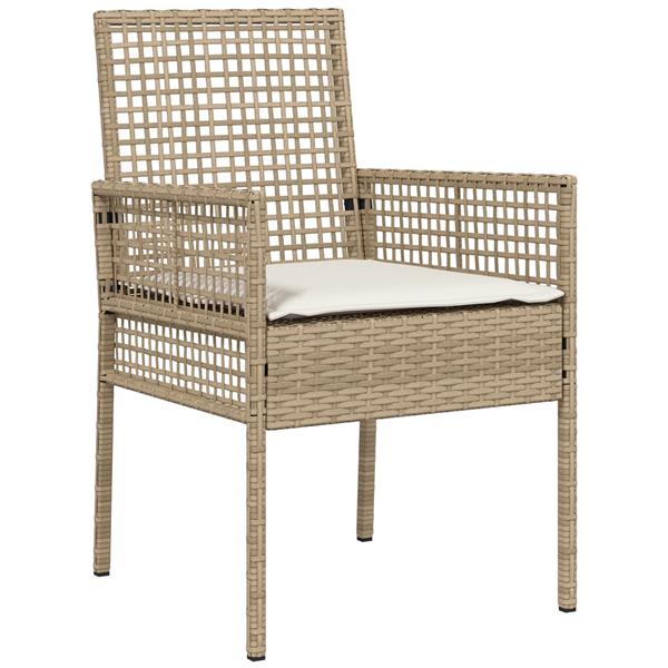 Grote foto vidaxl 7 delige tuinset met kussens in beige poly rattan tuin en terras tuinmeubelen