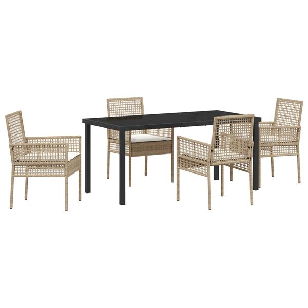 Grote foto vidaxl 5 delig tuinstel met kussens in beige poly rattan tuin en terras tuinmeubelen