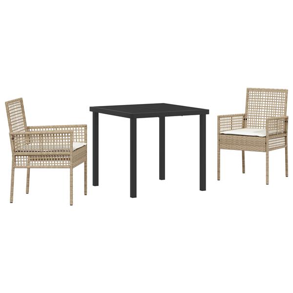 Grote foto vidaxl 3 delige tuinset met kussens in beige poly rattan tuin en terras tuinmeubelen
