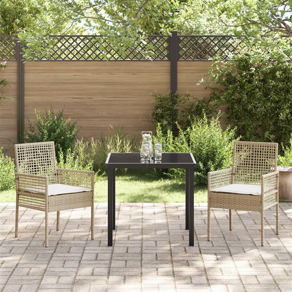 Grote foto vidaxl 3 delige tuinset met kussens in beige poly rattan tuin en terras tuinmeubelen