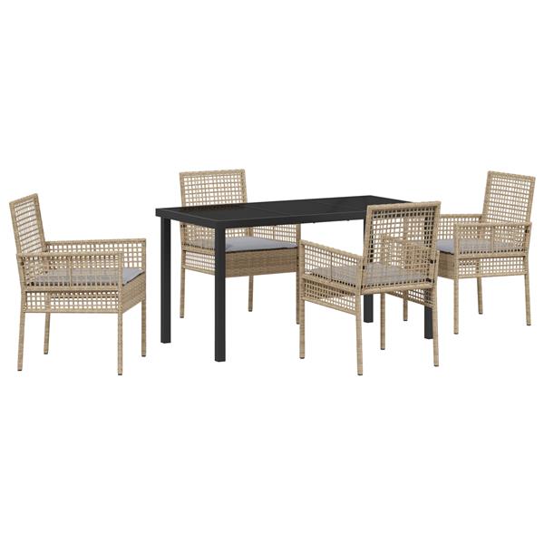 Grote foto vidaxl 5 delige tuinset met kussens in beige van poly rattan tuin en terras tuinmeubelen
