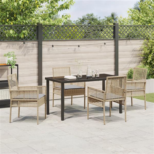 Grote foto vidaxl 5 delige tuinset met kussens in beige van poly rattan tuin en terras tuinmeubelen
