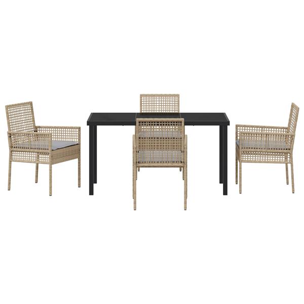 Grote foto vidaxl 5 delige tuinset met kussens in beige van poly rattan tuin en terras tuinmeubelen