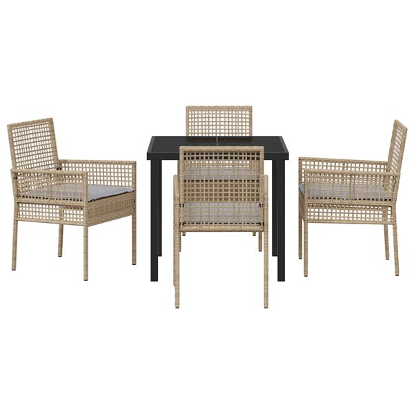 Grote foto vidaxl 5 delige tuinset met kussens in beige poly riet tuin en terras tuinmeubelen