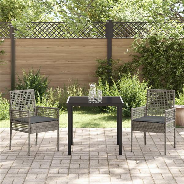 Grote foto vidaxl 3 delige tuinset met kussens in grijs poly rattan tuin en terras tuinmeubelen