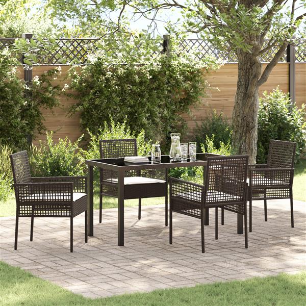 Grote foto vidaxl 5 delige tuinset met kussens bruin poly rattan tuin en terras tuinmeubelen