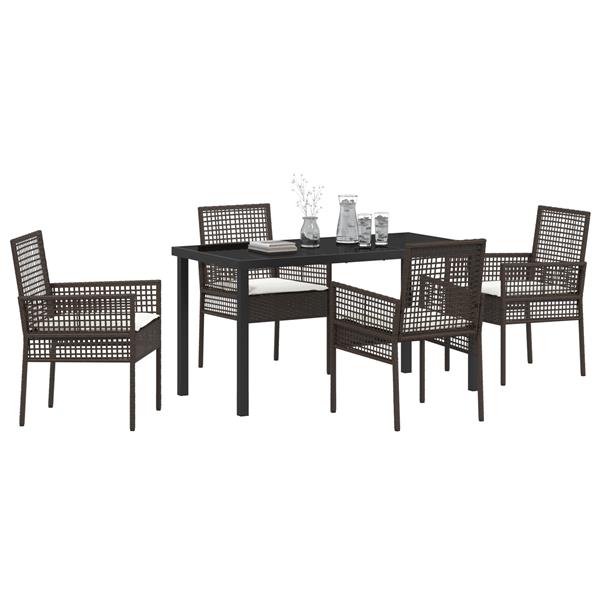 Grote foto vidaxl 5 delige tuinset met kussens bruin poly rattan tuin en terras tuinmeubelen
