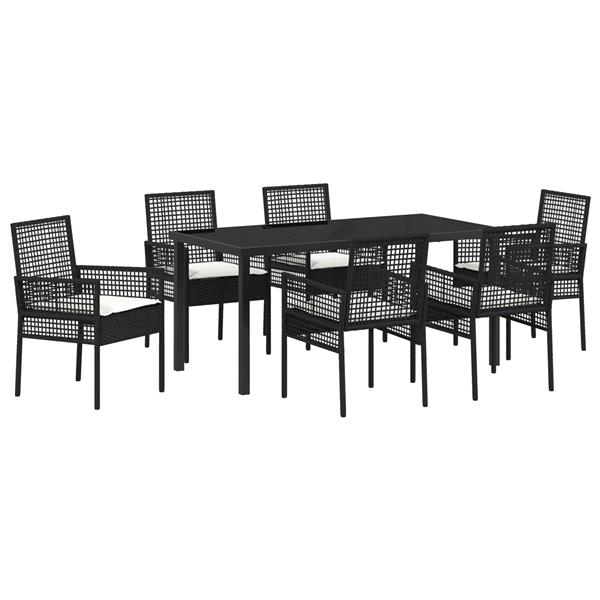 Grote foto vidaxl 7 delige tuinset met kussens in zwart poly rattan tuin en terras tuinmeubelen