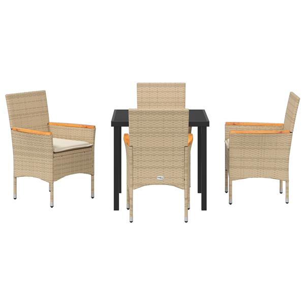 Grote foto vidaxl 5 delige tuintafelset met kussens beige poly rattan tuin en terras tuinmeubelen