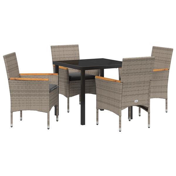 Grote foto vidaxl 5 delige tuinset met kussens grijs poly rattan tuin en terras tuinmeubelen