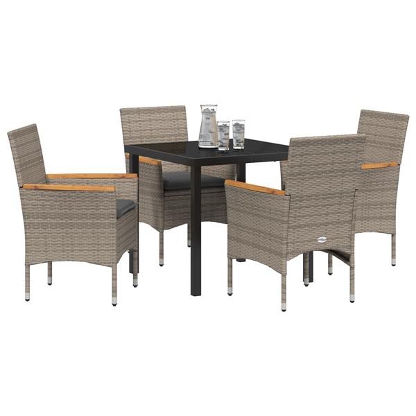 Grote foto vidaxl 5 delige tuinset met kussens grijs poly rattan tuin en terras tuinmeubelen