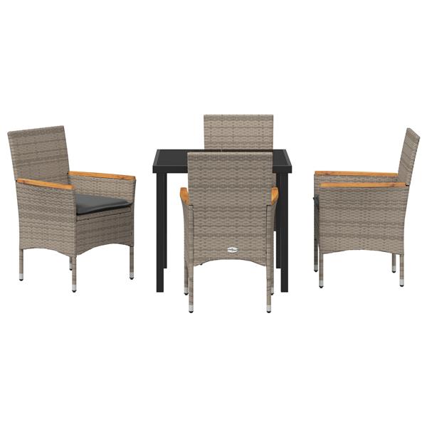 Grote foto vidaxl 5 delige tuinset met kussens grijs poly rattan tuin en terras tuinmeubelen