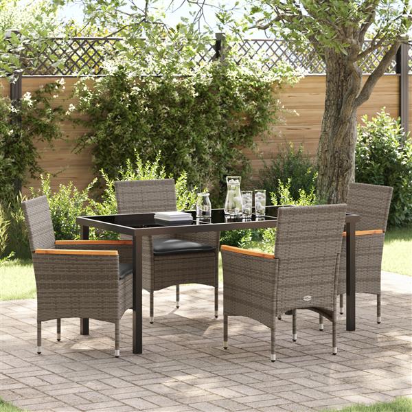 Grote foto vidaxl 5 delige tuinset met kussens van grijze poly rattan tuin en terras tuinmeubelen