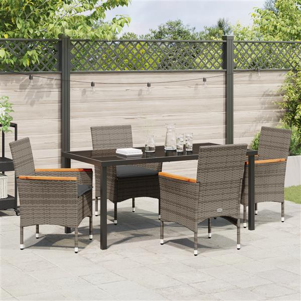 Grote foto vidaxl 5 delige tuinset met kussens van grijze poly rattan tuin en terras tuinmeubelen