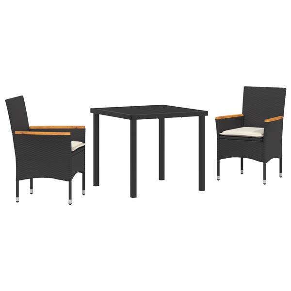 Grote foto vidaxl 3 delige tuinset met kussens zwart poly rattan tuin en terras tuinmeubelen