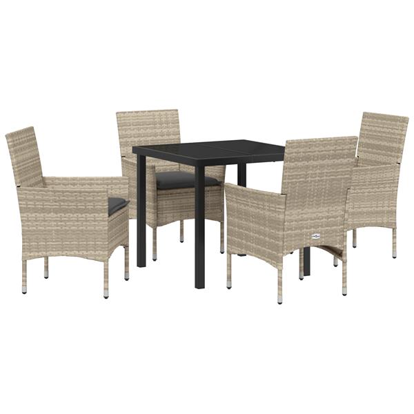 Grote foto vidaxl 5 delige tuinset met kussens lichtgrijs poly rattan tuin en terras tuinmeubelen