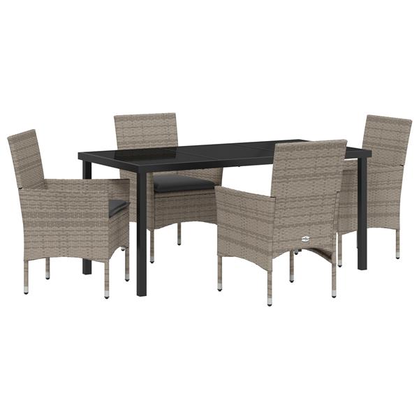 Grote foto vidaxl 5 delige tuinset met kussens grijs poly rattan tuin en terras tuinmeubelen