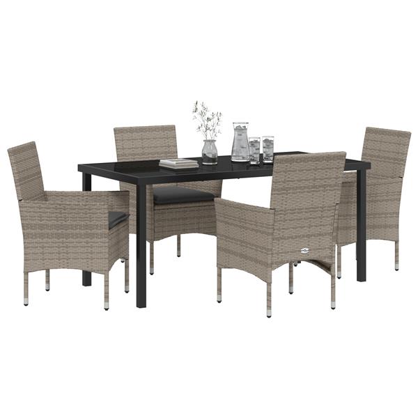 Grote foto vidaxl 5 delige tuinset met kussens grijs poly rattan tuin en terras tuinmeubelen