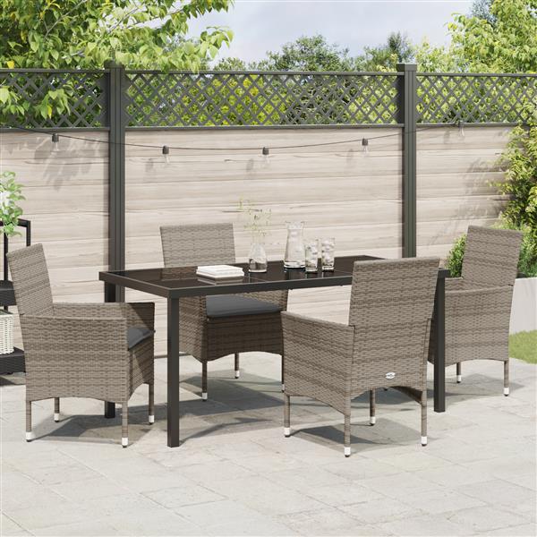 Grote foto vidaxl 5 delige tuinset met kussens grijs poly rattan tuin en terras tuinmeubelen