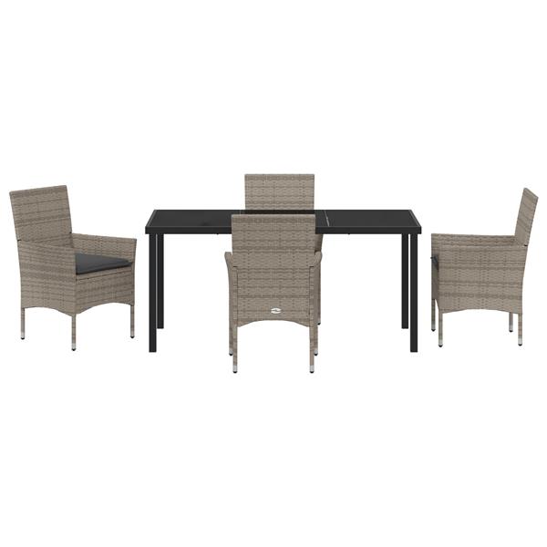 Grote foto vidaxl 5 delige tuinset met kussens grijs poly rattan tuin en terras tuinmeubelen