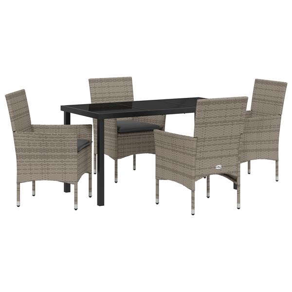 Grote foto vidaxl 5 delige tuin eetset met kussens grijs poly rattan tuin en terras tuinmeubelen