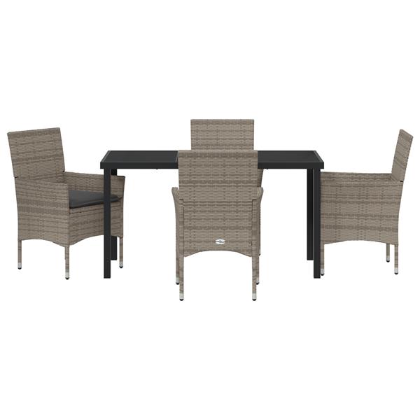 Grote foto vidaxl 5 delige tuin eetset met kussens grijs poly rattan tuin en terras tuinmeubelen