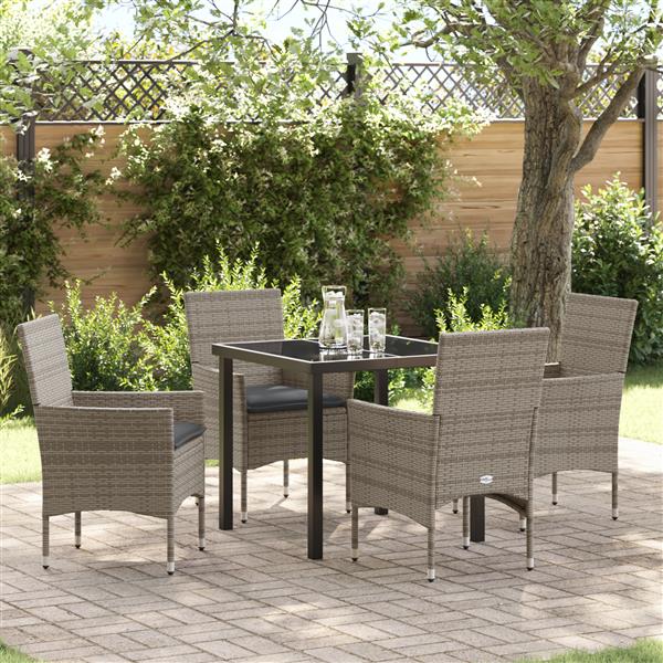 Grote foto vidaxl 5 delige tuinset met kussens grijs poly rattan tuin en terras tuinmeubelen