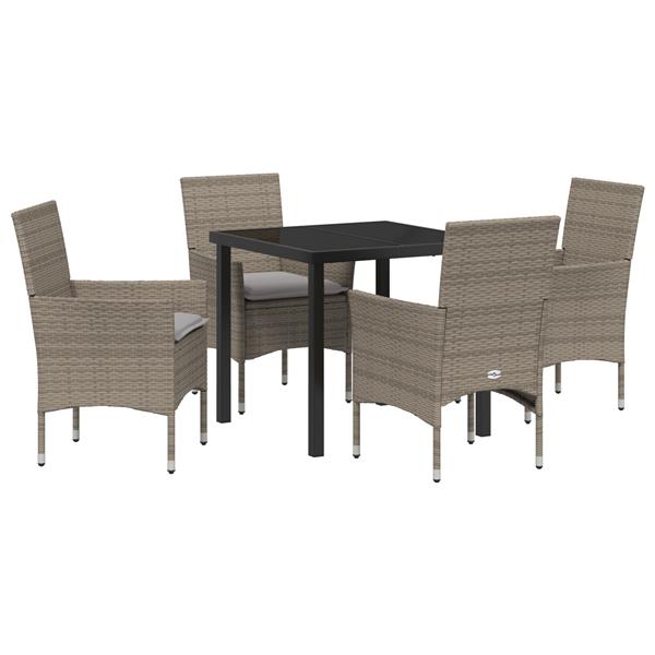 Grote foto vidaxl 5 delige tuinset met kussens grijs poly rattan tuin en terras tuinmeubelen