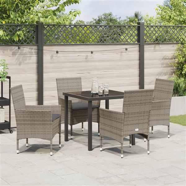 Grote foto vidaxl 5 delige tuinset met kussens grijs poly rattan tuin en terras tuinmeubelen