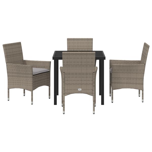 Grote foto vidaxl 5 delige tuinset met kussens grijs poly rattan tuin en terras tuinmeubelen