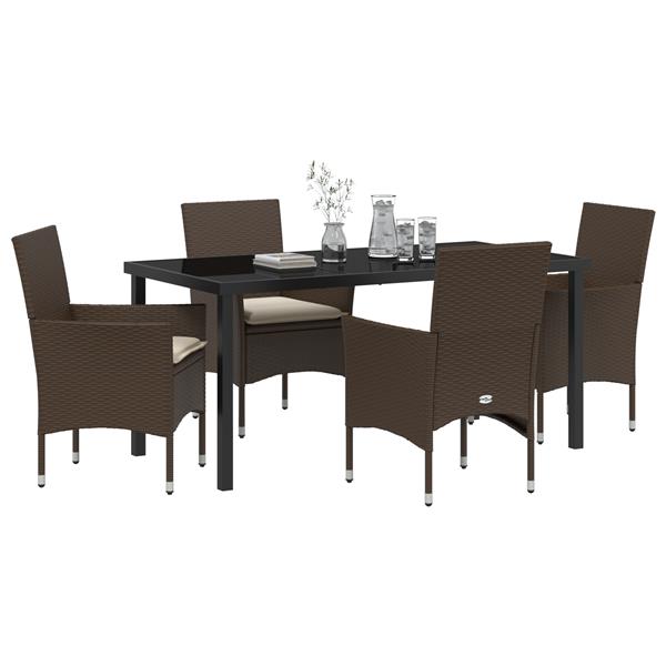 Grote foto vidaxl 5 delige tuinset met kussens bruin poly rattan tuin en terras tuinmeubelen