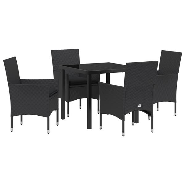 Grote foto vidaxl 5 delige tuinset met kussens zwart poly rattan tuin en terras tuinmeubelen