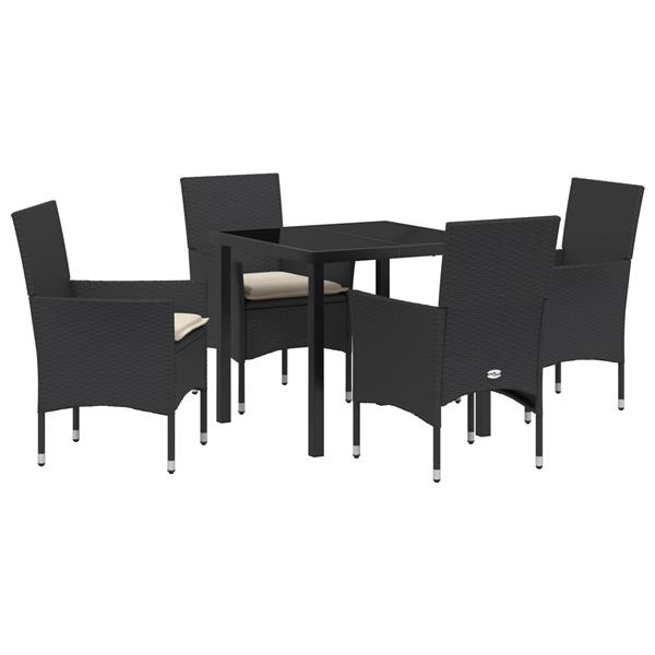 Grote foto vidaxl 5 delige tuinset met kussens zwart poly rattan tuin en terras tuinmeubelen