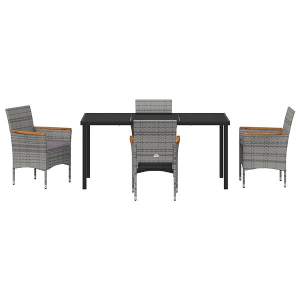 Grote foto vidaxl 5 delige tuin eettafel set grijs poly rattan tuin en terras tuinmeubelen