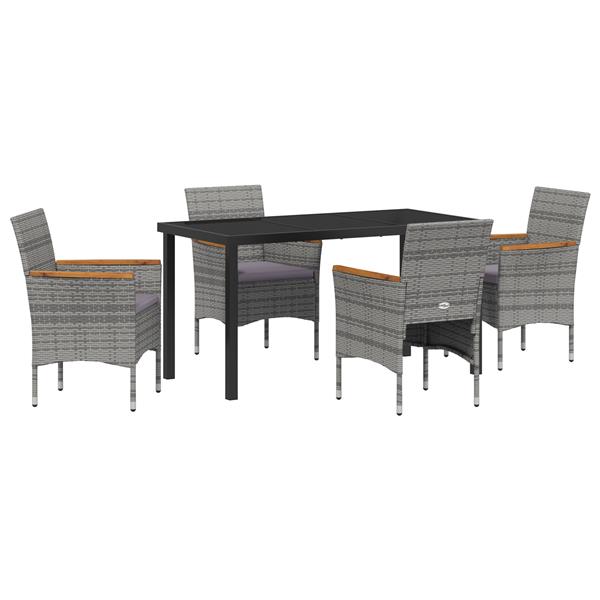 Grote foto vidaxl 5 delige tuin eettafel set grijs poly rattan tuin en terras tuinmeubelen