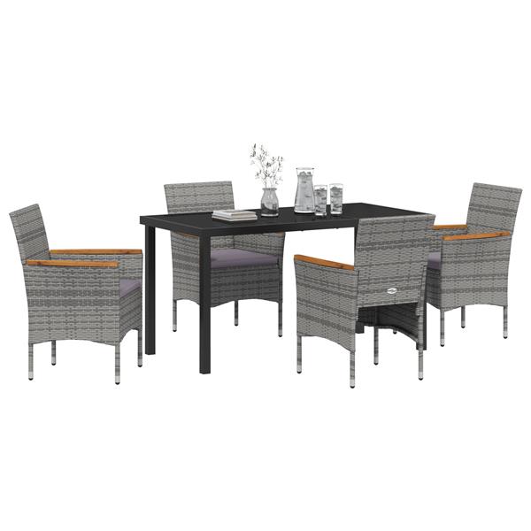 Grote foto vidaxl 5 delige tuin eettafel set grijs poly rattan tuin en terras tuinmeubelen