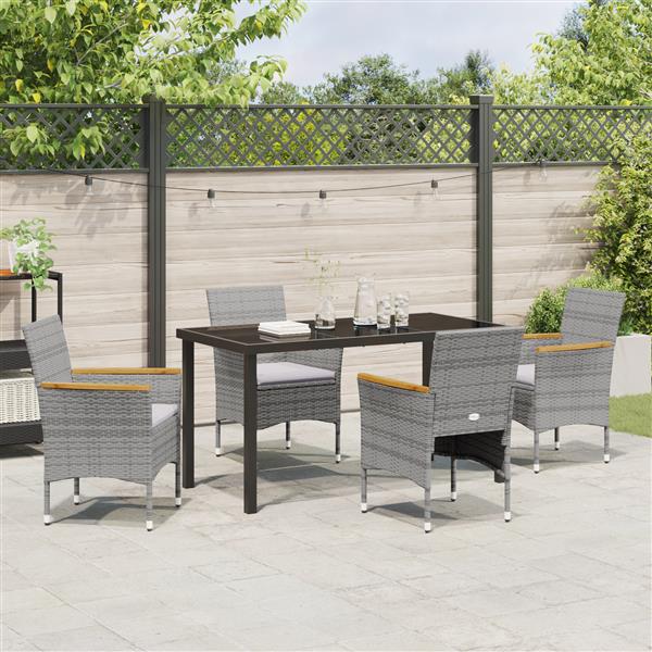 Grote foto vidaxl 5 delige tuin eettafel set grijs poly rattan tuin en terras tuinmeubelen