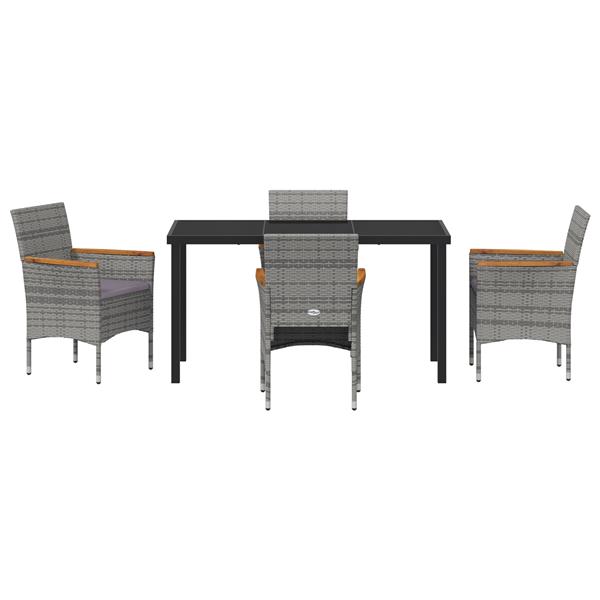 Grote foto vidaxl 5 delige tuin eettafel set grijs poly rattan tuin en terras tuinmeubelen