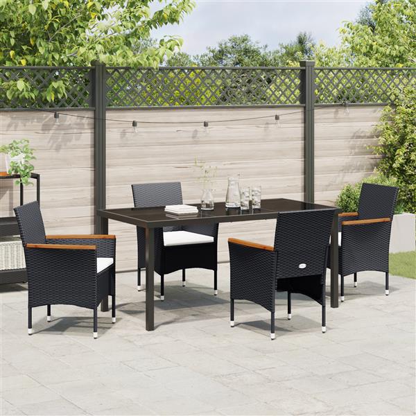 Grote foto vidaxl 5 delige tuinset zwart poly rattan tuin en terras tuinmeubelen
