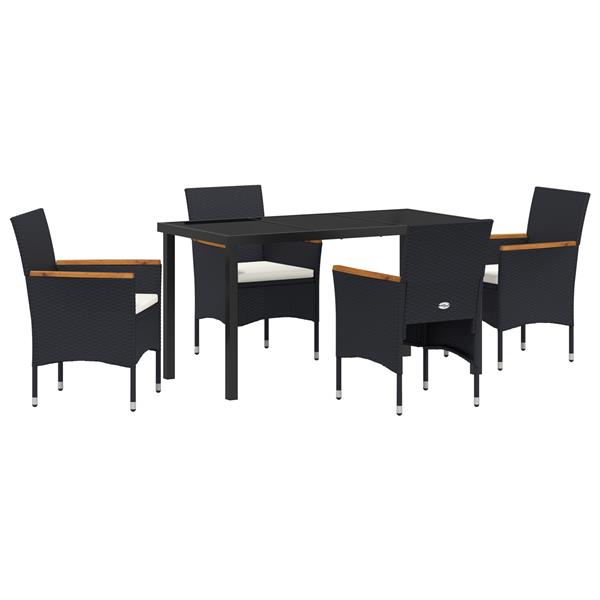 Grote foto vidaxl 5 delige tuin eetset zwart poly rattan tuin en terras tuinmeubelen