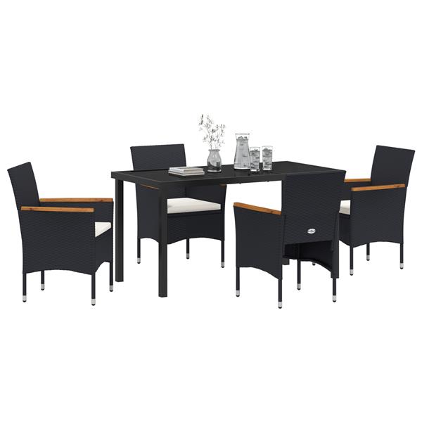 Grote foto vidaxl 5 delige tuin eetset zwart poly rattan tuin en terras tuinmeubelen