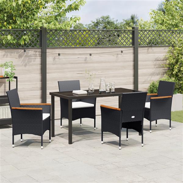 Grote foto vidaxl 5 delige tuin eetset zwart poly rattan tuin en terras tuinmeubelen