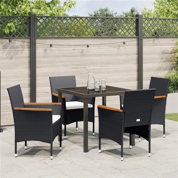 Grote foto vidaxl 5 delige tuin eetset zwart poly rattan tuin en terras tuinmeubelen