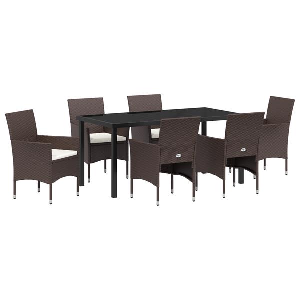 Grote foto vidaxl 7 delige tuin eetset bruin poly rattan tuin en terras tuinmeubelen