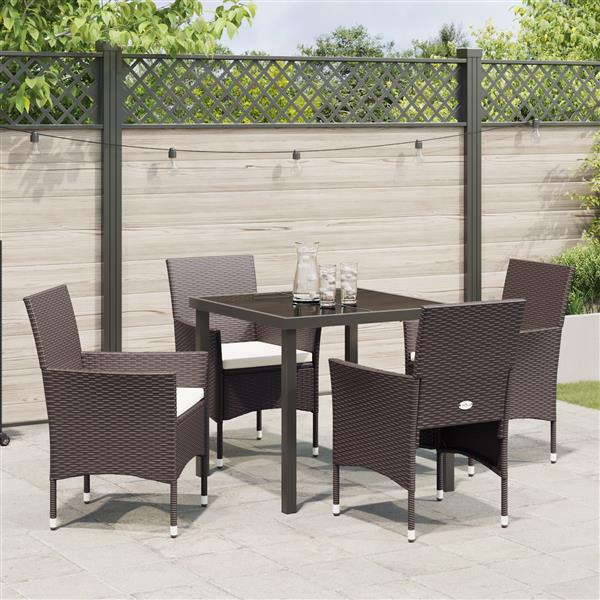 Grote foto vidaxl 5 delige tuin eettafelset bruin poly rattan tuin en terras tuinmeubelen