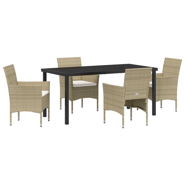 Grote foto vidaxl 5 delige tuin eetset beige poly rattan tuin en terras tuinmeubelen