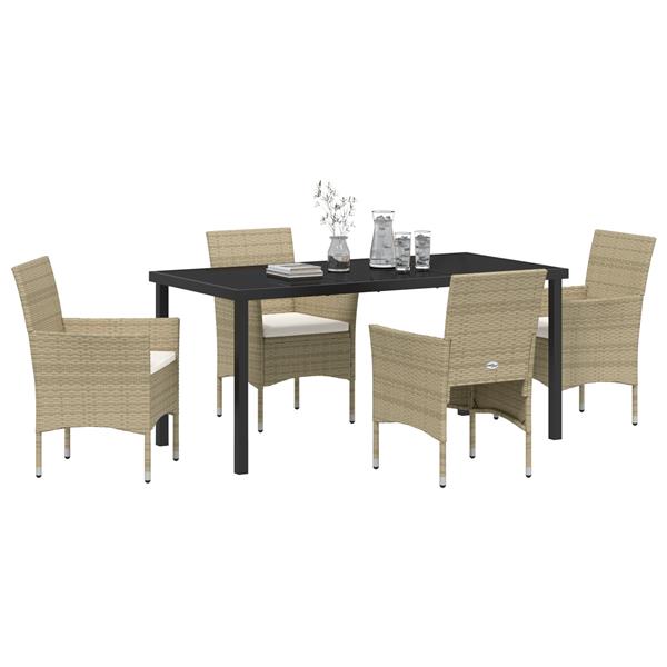 Grote foto vidaxl 5 delige tuin eetset beige poly rattan tuin en terras tuinmeubelen