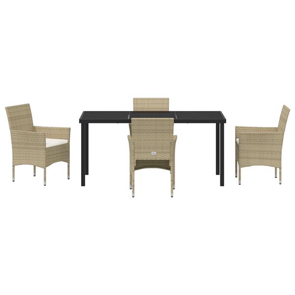 Grote foto vidaxl 5 delige tuin eetset beige poly rattan tuin en terras tuinmeubelen